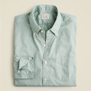 J. Crew Men's Secret Wash Green Button-Down Shirt Medium
